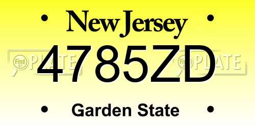 4785ZD New Jersey License Plate