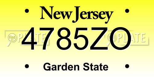 4785ZO New Jersey License Plate