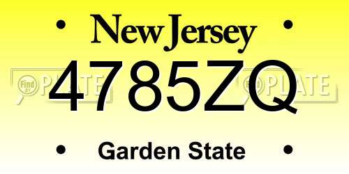 4785ZQ New Jersey License Plate
