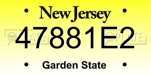 47881E2 New Jersey License Plate