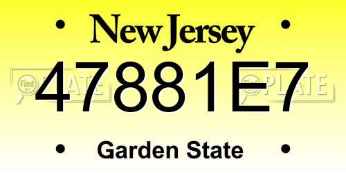 47881E7 New Jersey License Plate