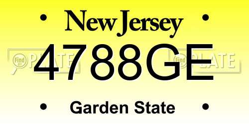 4788GE New Jersey License Plate