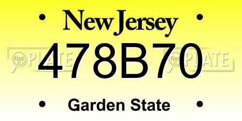 478B70 New Jersey License Plate