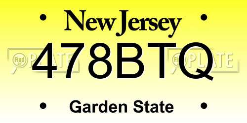 478BTQ New Jersey License Plate