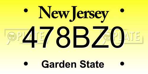 478BZ0 New Jersey License Plate