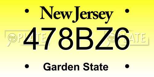 478BZ6 New Jersey License Plate