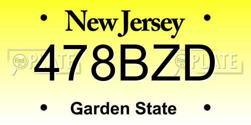 478BZD New Jersey License Plate