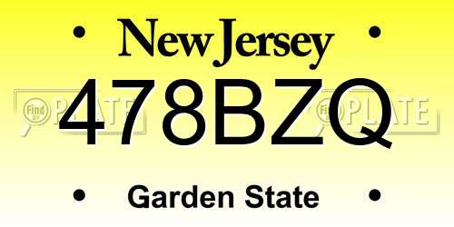 478BZQ New Jersey License Plate
