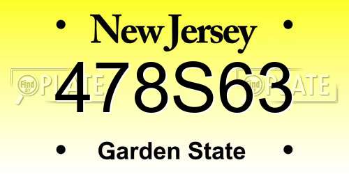 478S63 New Jersey License Plate