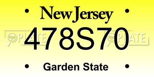 478S70 New Jersey License Plate