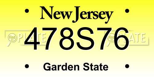 478S76 New Jersey License Plate