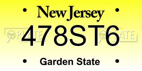 478ST6 New Jersey License Plate