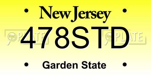 478STD New Jersey License Plate