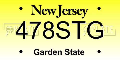 478STG New Jersey License Plate