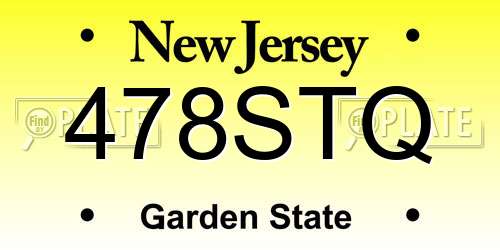 478STQ New Jersey License Plate