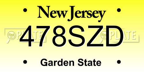 478SZD New Jersey License Plate
