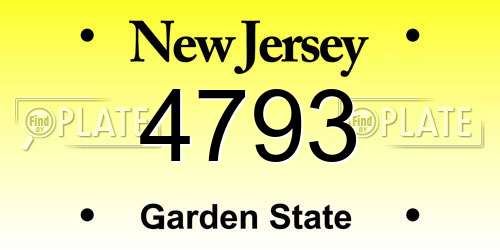 4793 New Jersey License Plate