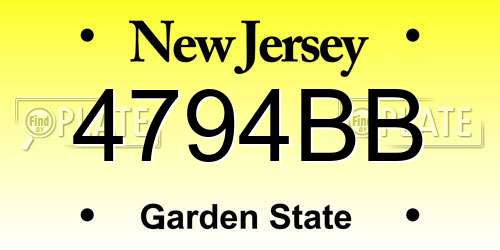 4794BB New Jersey License Plate