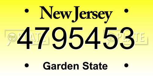 4795453 New Jersey License Plate