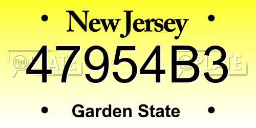 47954B3 New Jersey License Plate
