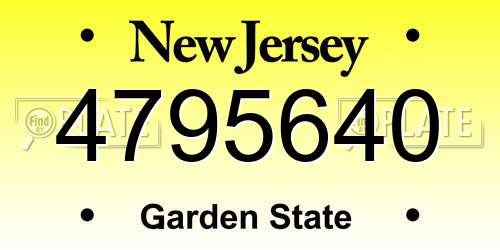 4795640 New Jersey License Plate