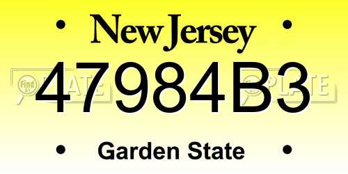 47984B3 New Jersey License Plate