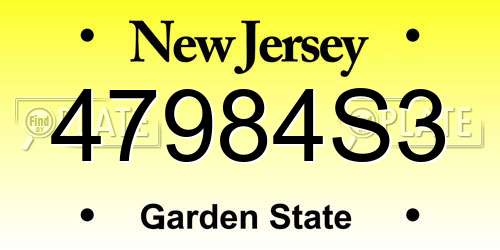 47984S3 New Jersey License Plate