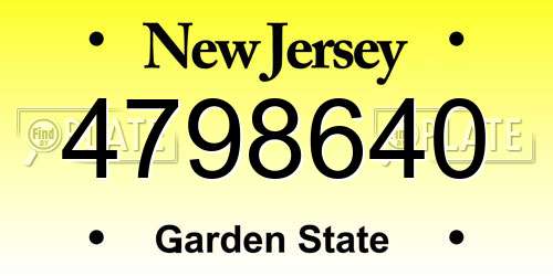 4798640 New Jersey License Plate