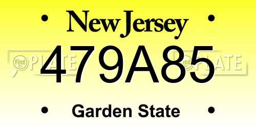 479A85 New Jersey License Plate