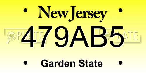 479AB5 New Jersey License Plate