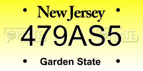 479AS5 New Jersey License Plate