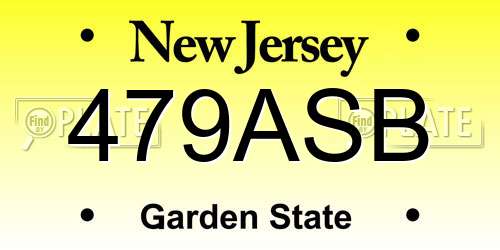 479ASB New Jersey License Plate