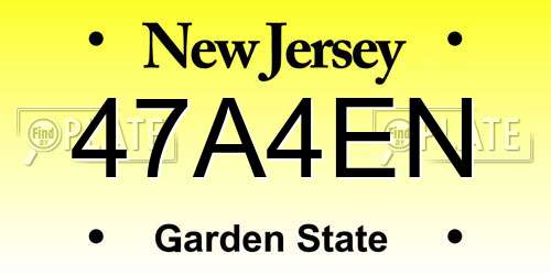 47A4EN New Jersey License Plate