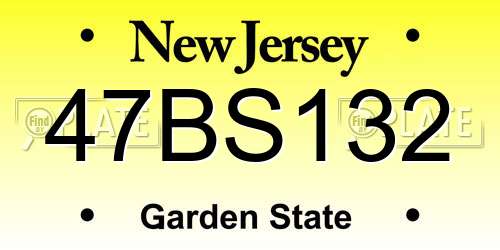 47BS132 New Jersey License Plate