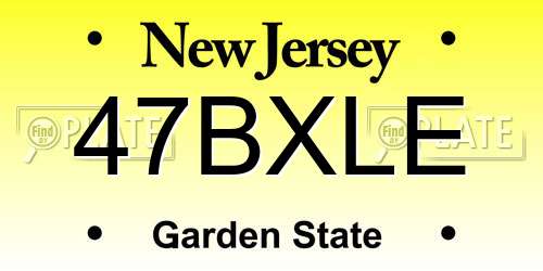 47BXLE New Jersey License Plate