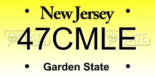 47CMLE New Jersey License Plate
