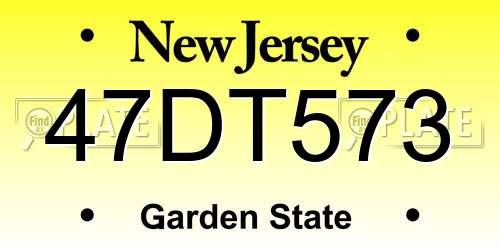 47DT573 New Jersey License Plate