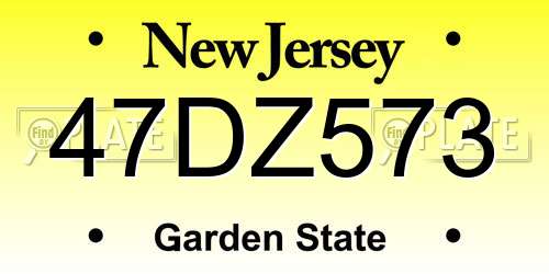 47DZ573 New Jersey License Plate