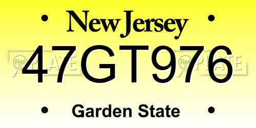 47GT976 New Jersey License Plate