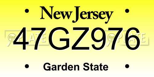 47GZ976 New Jersey License Plate