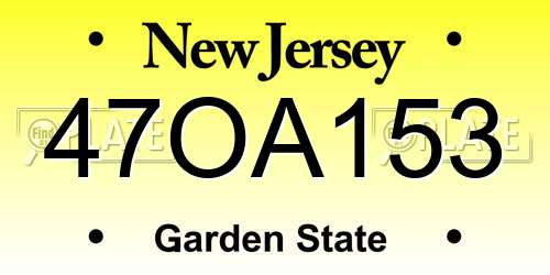 47OA153 New Jersey License Plate