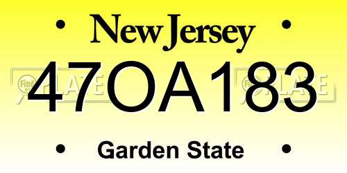47OA183 New Jersey License Plate