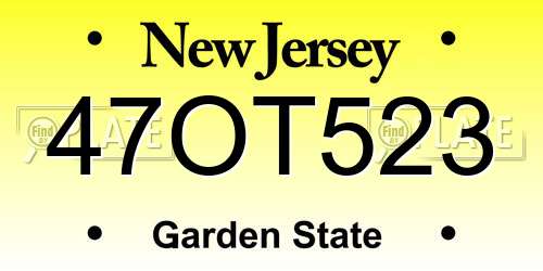47OT523 New Jersey License Plate
