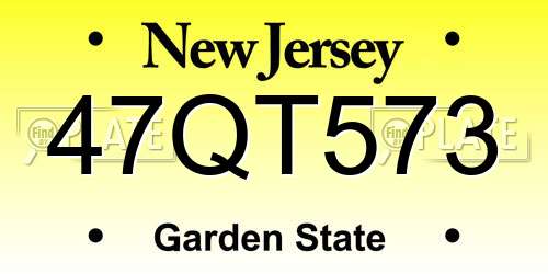 47QT573 New Jersey License Plate