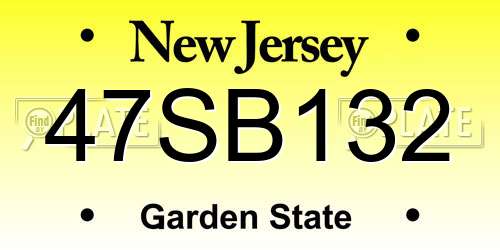 47SB132 New Jersey License Plate