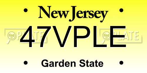 47VPLE New Jersey License Plate