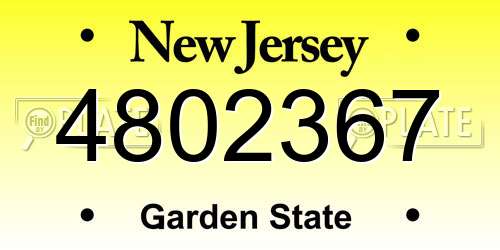 4802367 New Jersey License Plate