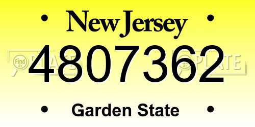 4807362 New Jersey License Plate