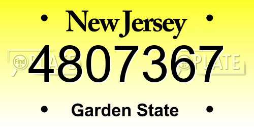 4807367 New Jersey License Plate