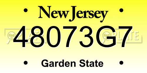 48073G7 New Jersey License Plate